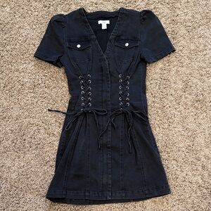 Forever 21 Black Lace-Up Mini Dress